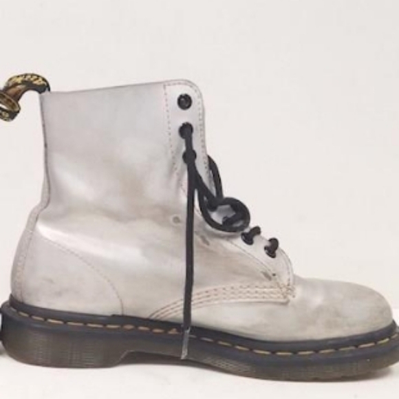 Dr Martens Silver Holographic Pascal Lace Up Combat Boots Shoes - 8 US 39 EU - Picture 4 of 8